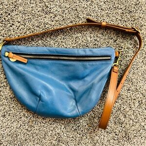 Clare V Grande Fanny - Cobalt Blue Leather Crossbody Bag